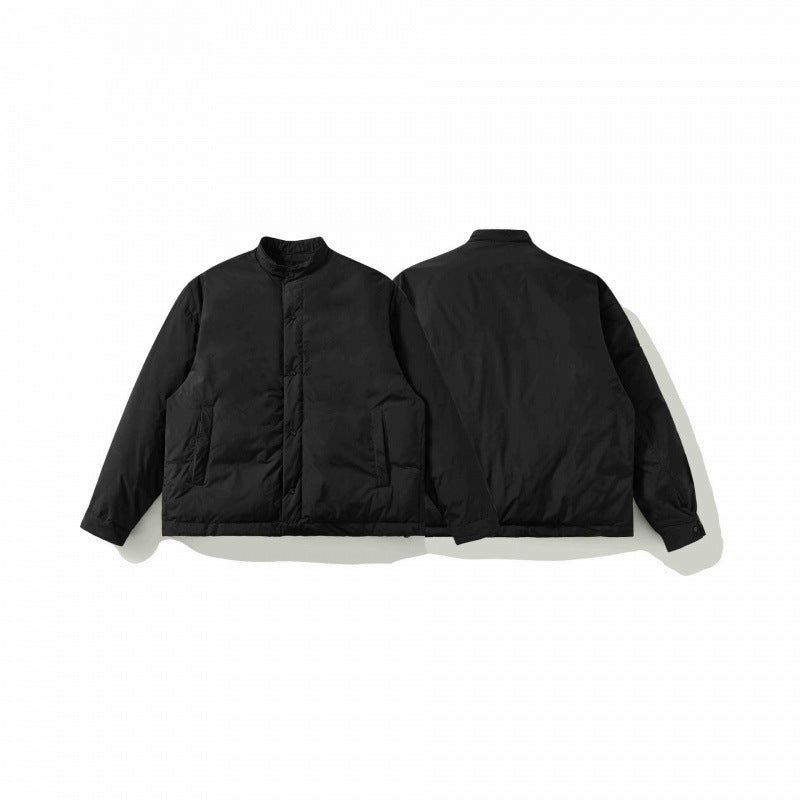 Unisex Boxy padded short jacket with stand-up collar and concealed snap button placket Chichicherry