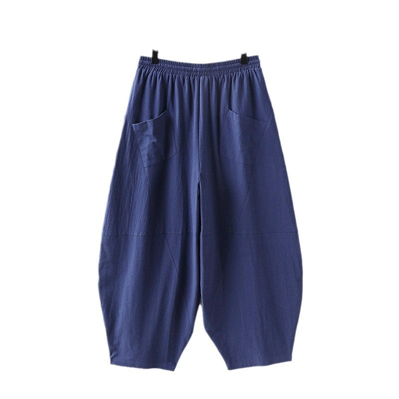 Women Lightweight Harem Pants with Wide Leg and Elastic Waist Chichicherry