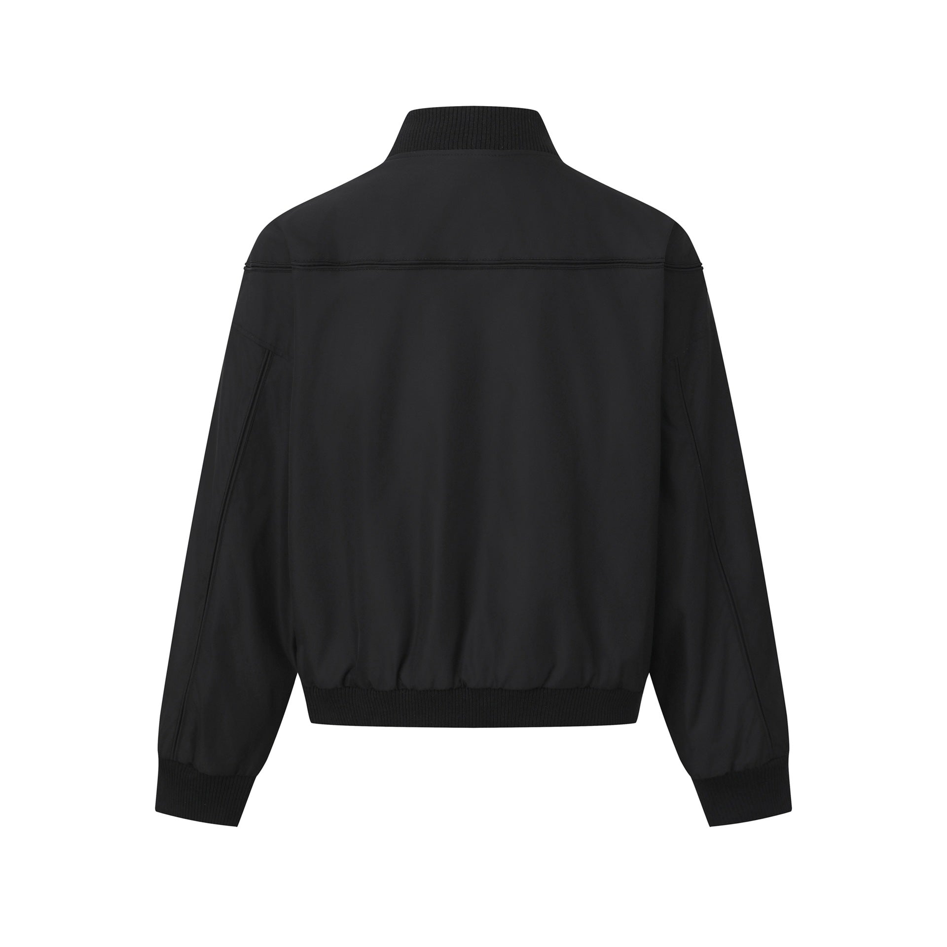 Unisex Short Cut Boxy Blouson with High Ribbed Collar, Concealed Button Placket and Elastic Waistband Chichicherry