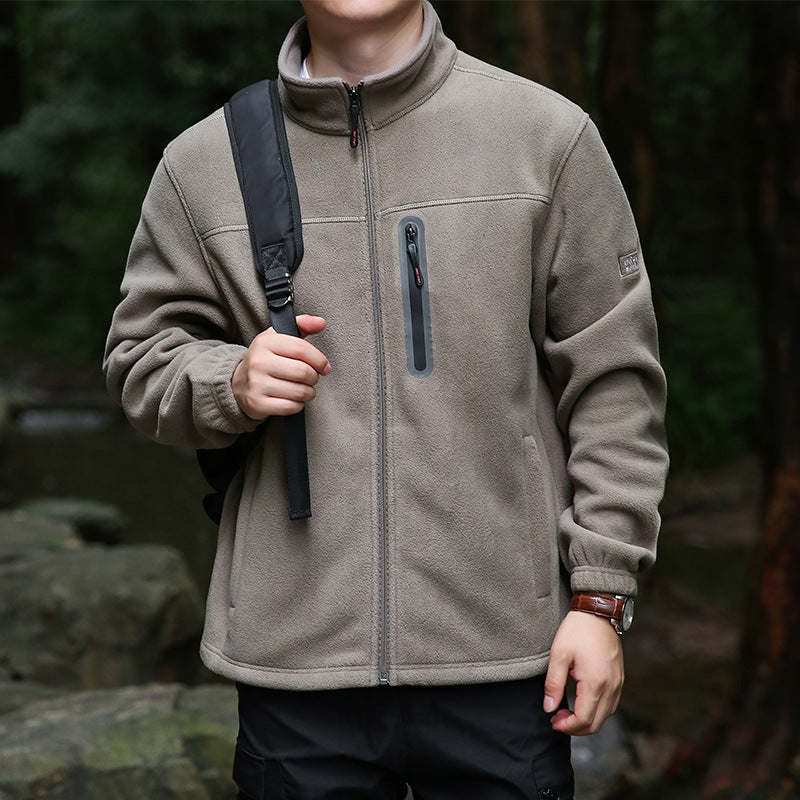 Men's fleece outdoor jacket with full zip, high collar, and water-repellent zip pocket Chichicherry