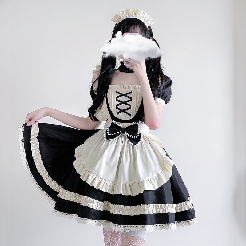 Women's Maid Costume with Ruffle Details and Bows Chichicherry