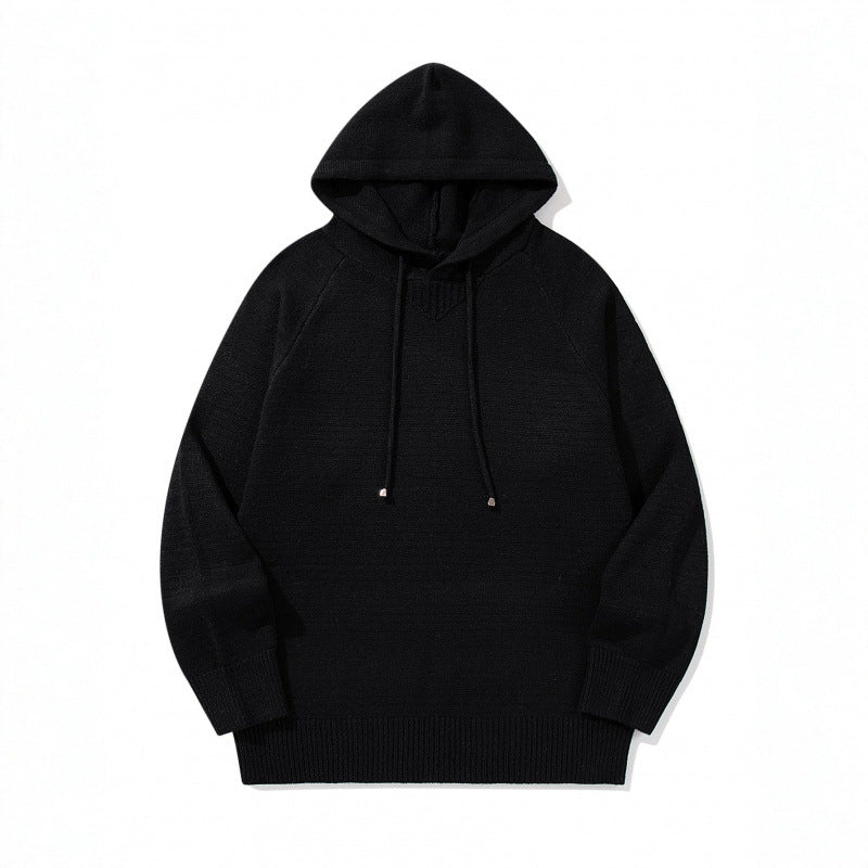 Unisex Oversize Knit Hoodie with Raglan Sleeves and Ribbed Cuffs Chichicherry