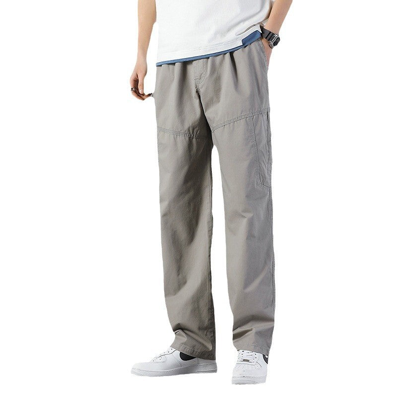 Men's Wide Utility Cargo Pants with Straight Leg, Multiple Pockets & Loose Fit Chichicherry