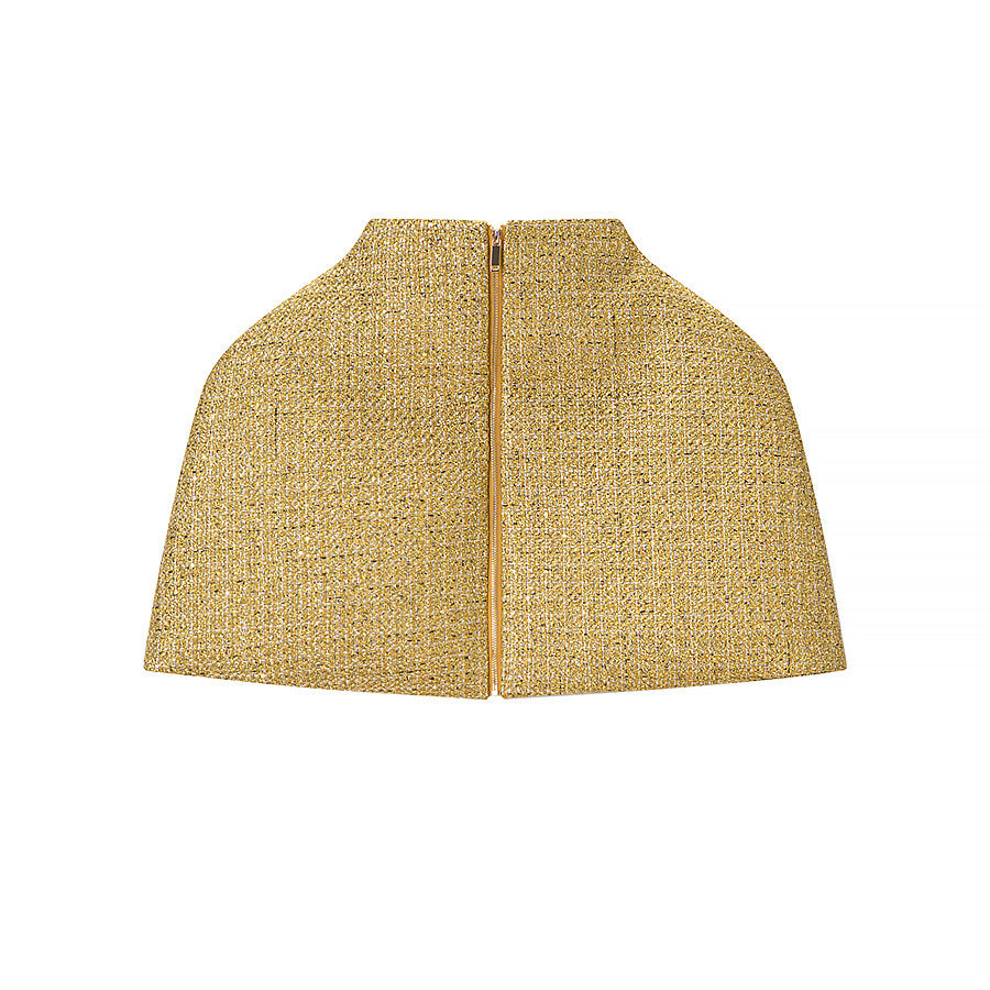 Ladies Short Capelet made of Boucle Tweed with Stand-up Collar Chichicherry