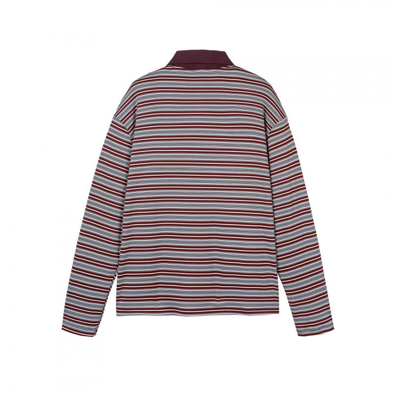 Men's long sleeve polo shirt with fine striped pattern and ribbed collar Chichicherry
