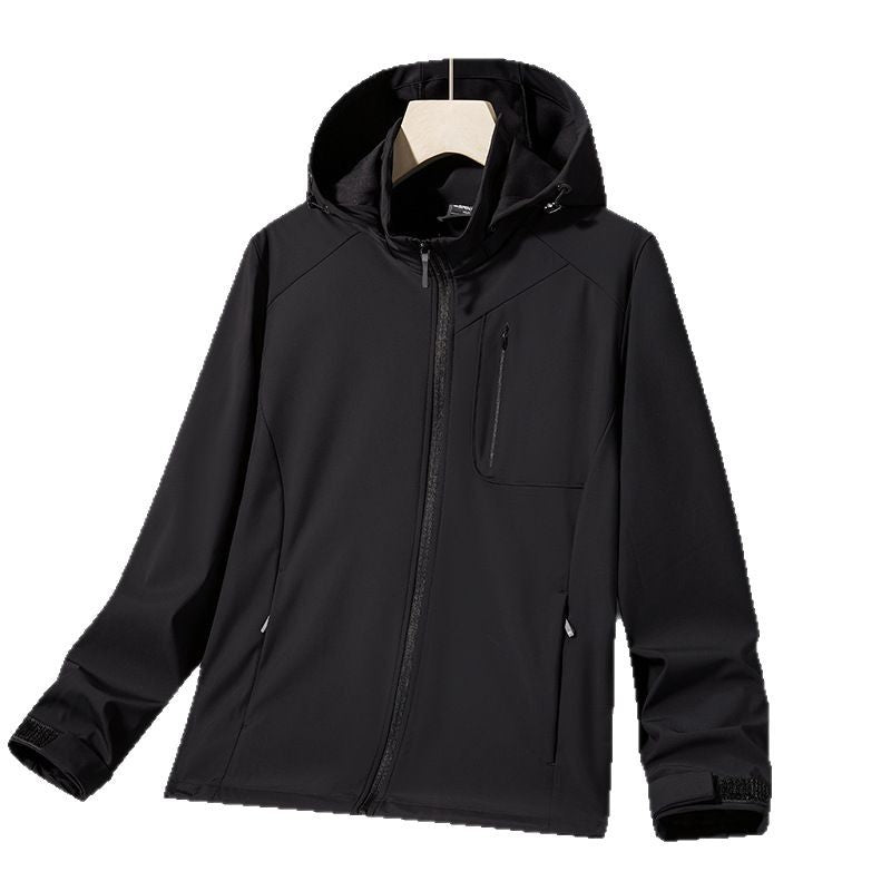 Women Light Softshell Hoodie Jacket with wind and water repellent membrane and chest zip pocket Chichicherry