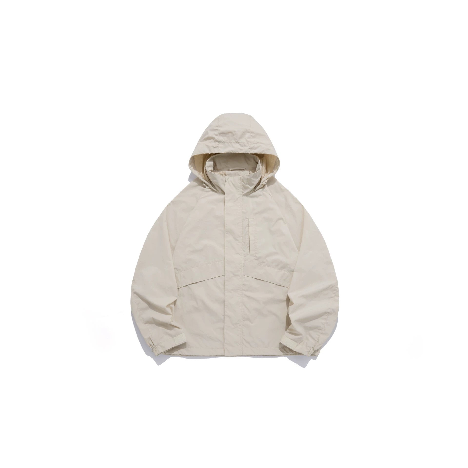 Unisex Wide water-repellent hooded parka with concealed zipper flap and flap pockets Chichicherry