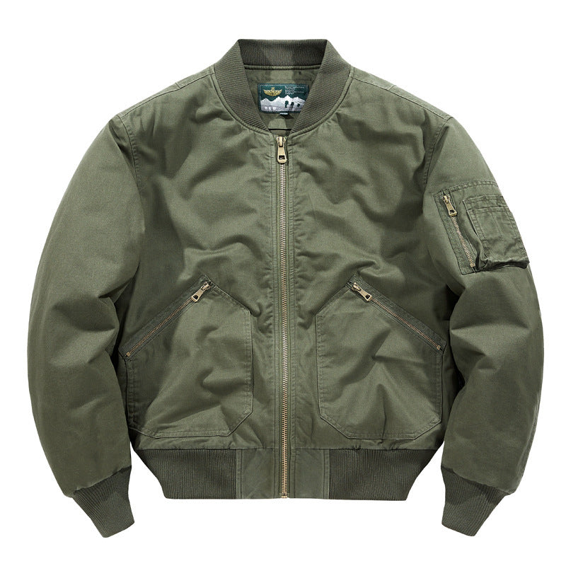 Men's Short-Cut Utility Bomber Jacket made of sturdy canvas with arm pocket Chichicherry