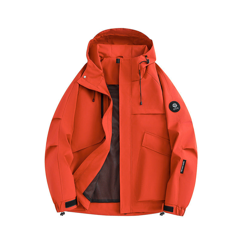 Men's Technical Softshell Utility Jacket with Hood, Mesh Lining & Multifunctional Pockets Chichicherry