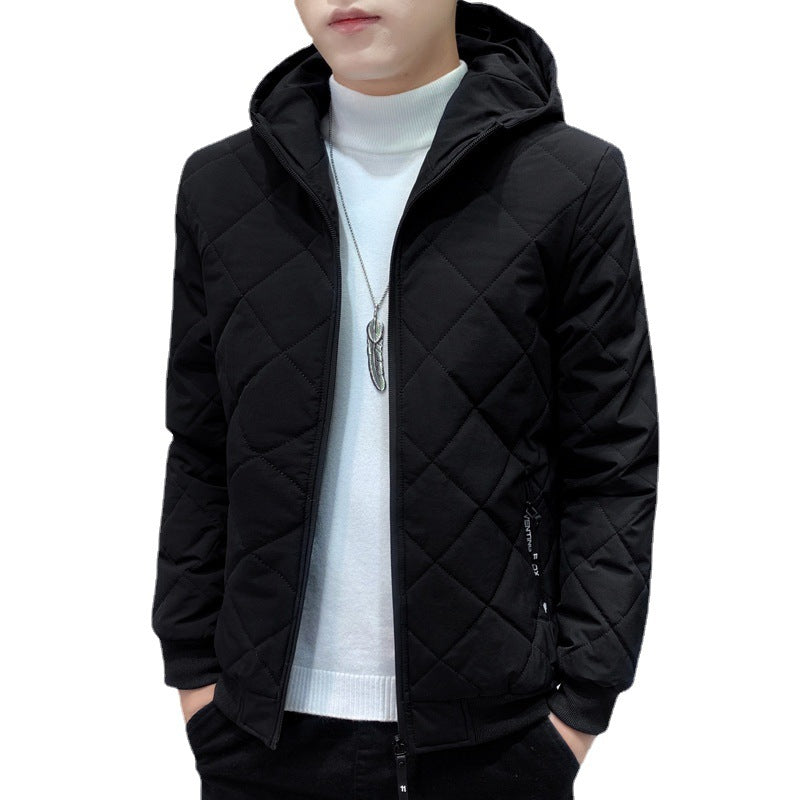Men's quilted hooded jacket in slim fit with diamond quilting and thermal insulation Chichicherry