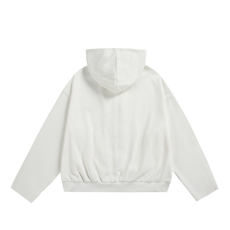 Unisex Oversize Hooded Jacket with Two-Way Zipper, Straight Hem, and Subtle Logo Emblem Chichicherry