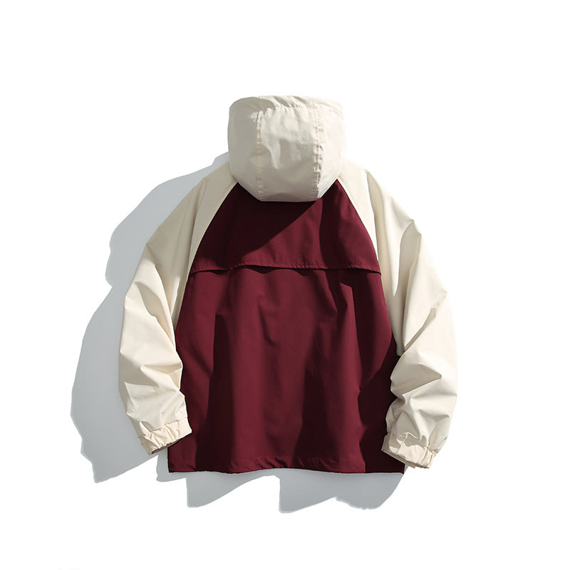 Unisex Lightweight two-tone wind and rain jacket with hood, water-repellent shell and adjustable hem Chichicherry