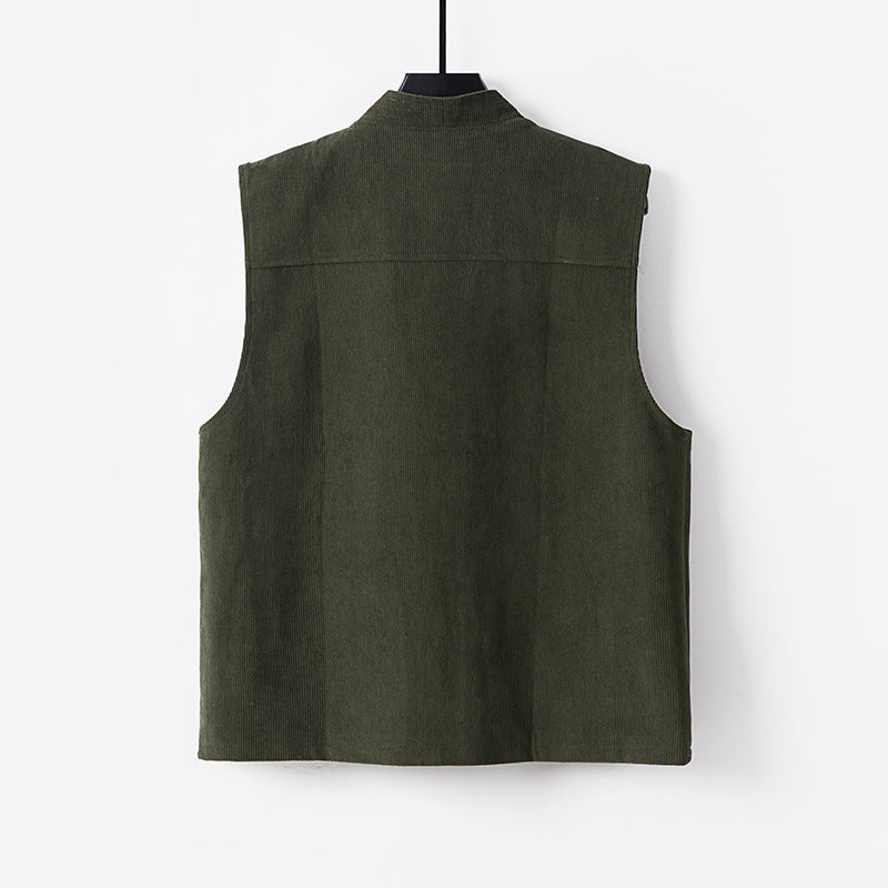 Men's cord waistcoat with shawl collar, patch pockets, and button placket Chichicherry