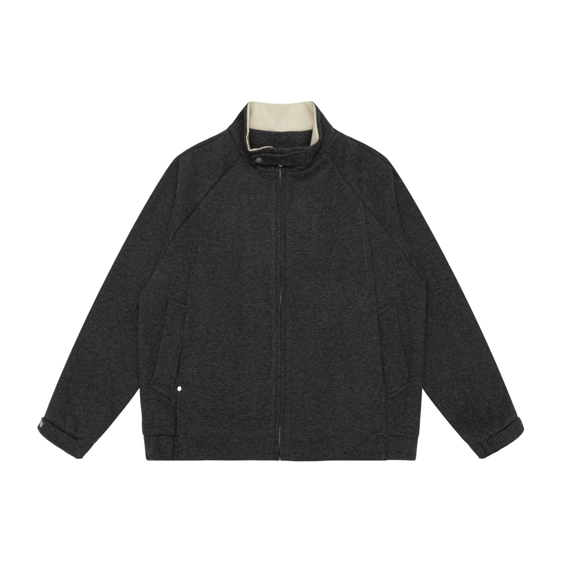 Women Boxy Zip Jacket with high stand-up collar, raglan sleeves and concealed zipper Chichicherry