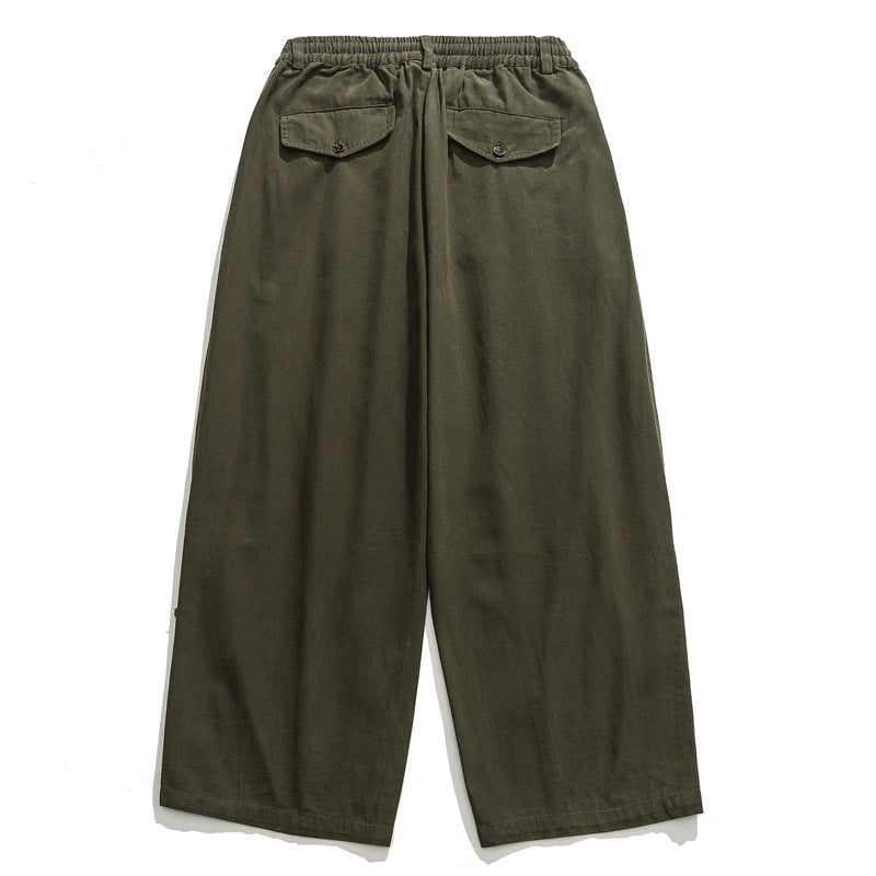 Ladies culotte pants in paperbag style with elastic waistband, seam details, and wide leg Chichicherry