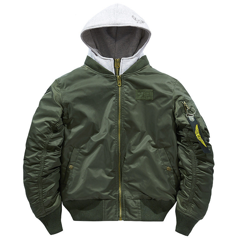Men's pilot bomber jacket with attached hood insert and contrasting thermal lining Chichicherry