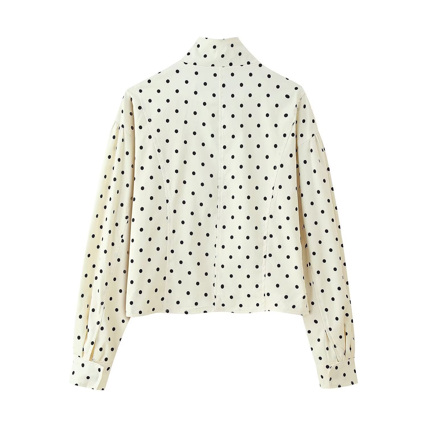 Women's short jacket with stand-up collar, boxy cropped cut and polka dot print Chichicherry