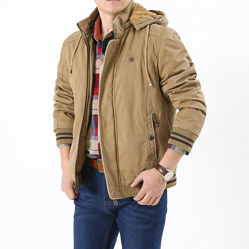 Men's Lightweight Utility Bomber Jacket with Teddy lining and Hood Chichicherry