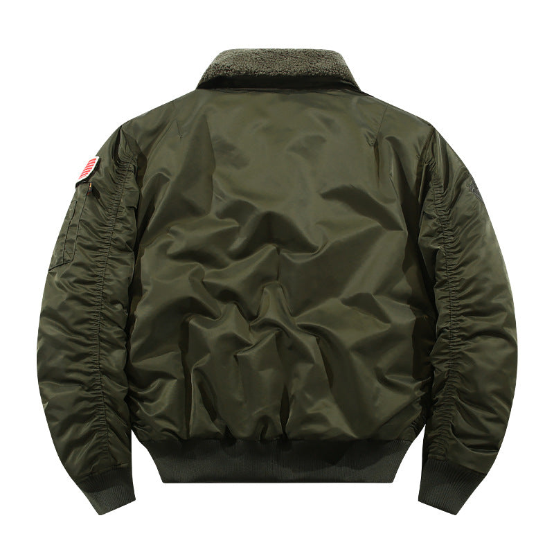 Men's bomber jacket with lambskin collar and utility pockets Chichicherry