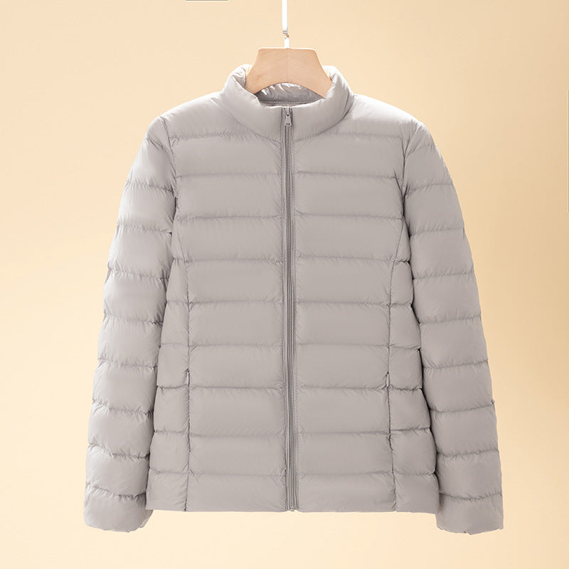 Women ultralight quilted down jacket with stand-up collar and zipper Chichicherry