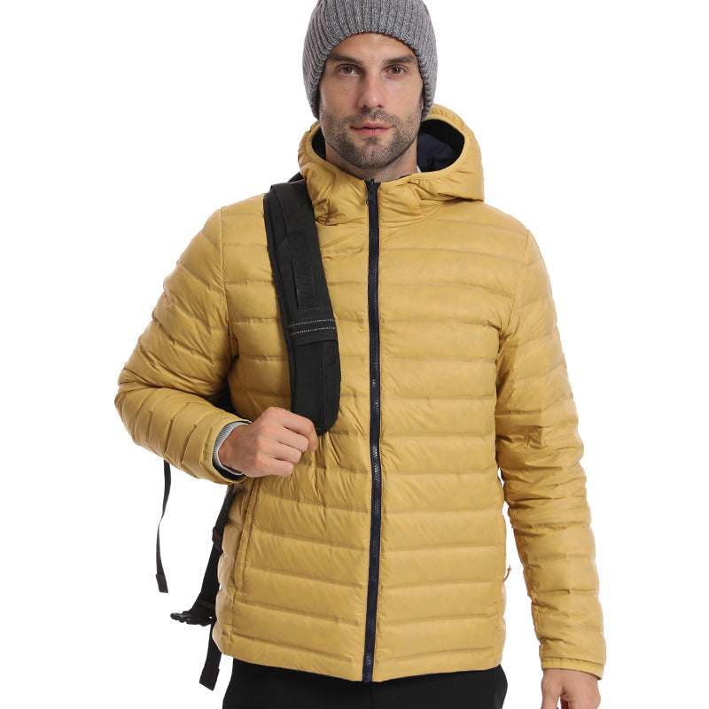 Men's ultra-light padded hooded jacket with compact packing size and wind-resistant surface Chichicherry