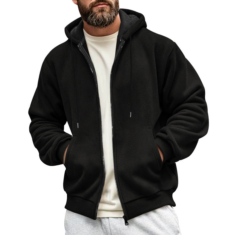 Men's Structured Hoodie Sweatshirt with Full Zip, Side Pockets and Ribbed Cuffs Chichicherry
