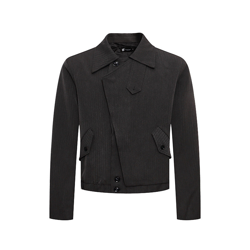 Men's short asymmetric twill blouson with concealed button placket Chichicherry