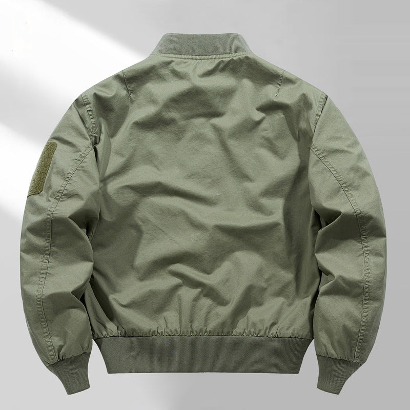Men's short-cut lightweight bomber jacket with tactical sleeve patch and durable function shell Chichicherry