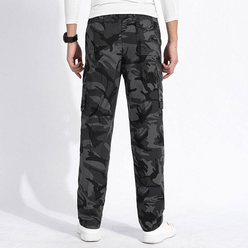 Men's Camouflage Cargo Pants in Army Style with Straight Cut, Multiple Pockets & Durable Seams Chichicherry