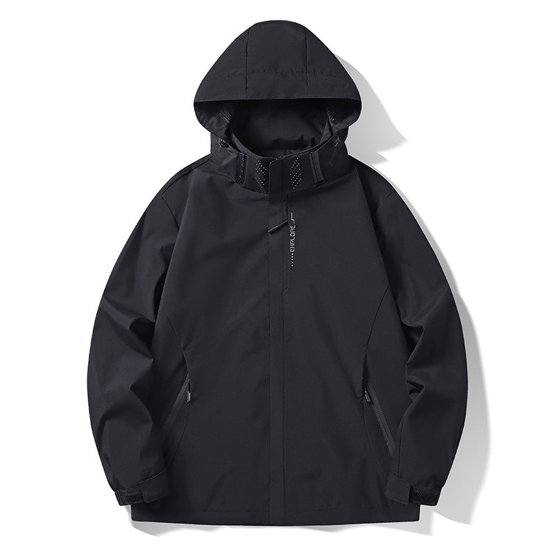 Men's waterproof and windproof technical hooded outdoor jacket with welded seams and breathable lining Chichicherry