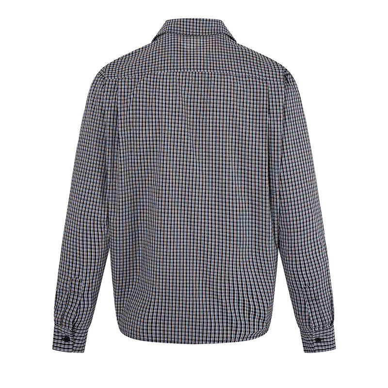 Men's Overshirt Blouson in Check Pattern with Elastic Waistband and Shirt Collar Chichicherry