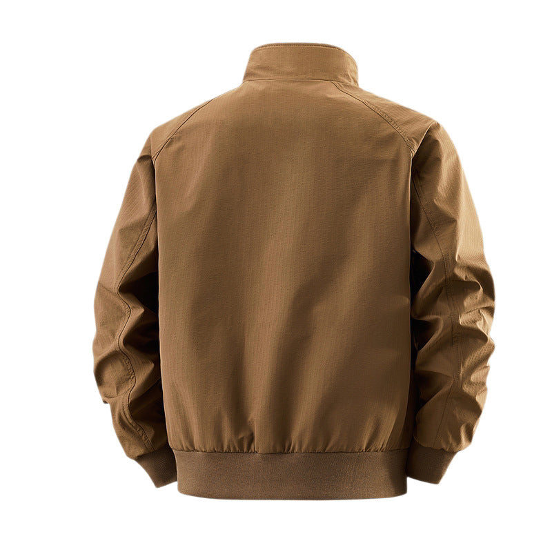 Men's windproof quilted bomber jacket with stand collar, ribbed cuffs, and padded lining Chichicherry