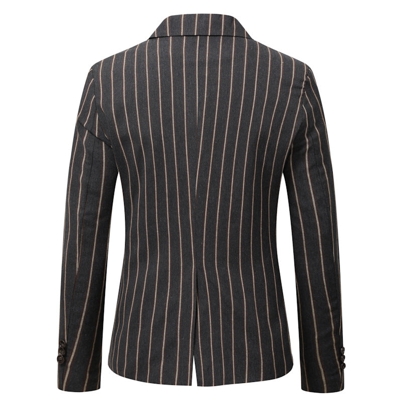 Men's Fitted Checkered Blazer with One-Button Closure and Windowpane Pattern Chichicherry