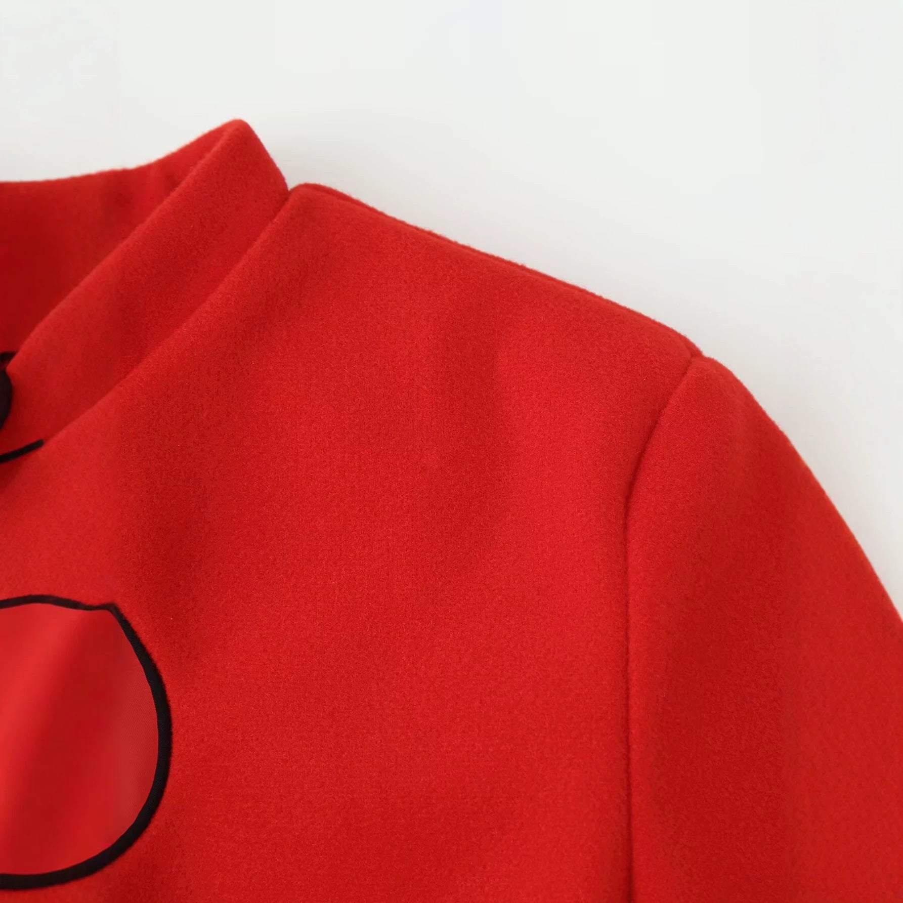 Women's Fitted Short Coat with Stand-up Collar, Heart-shaped Neckline and Decorative Cord Closures Chichicherry