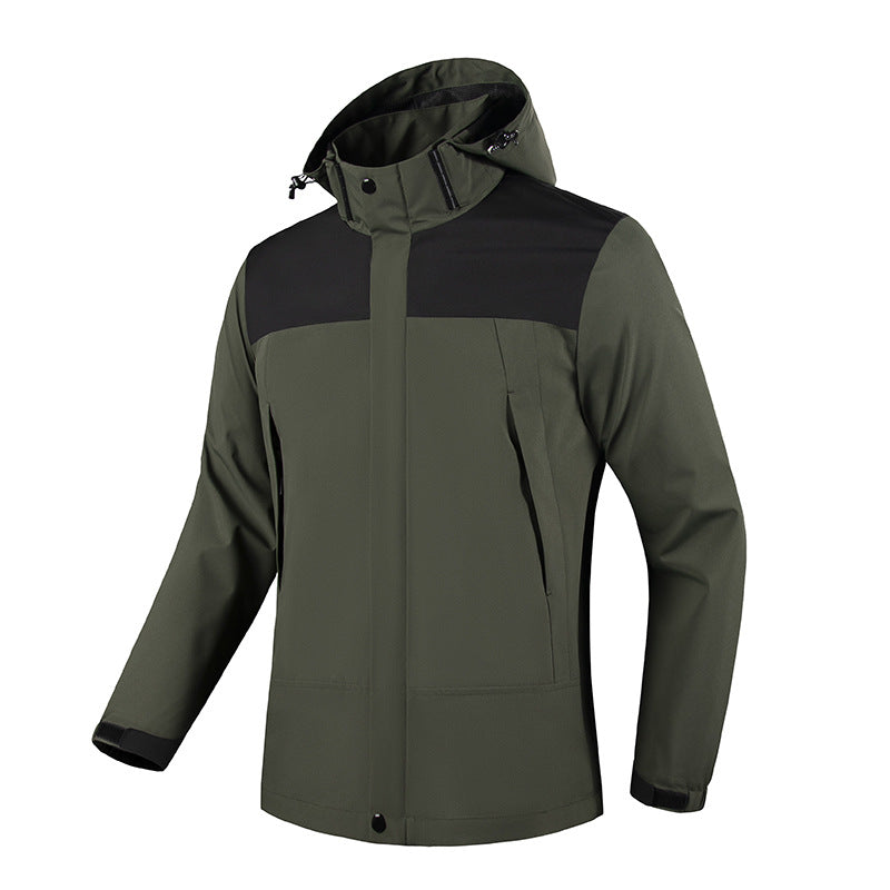 Men's Wind and Water Resistant Softshell Jacket with Hood and Concealed Zipper Chichicherry