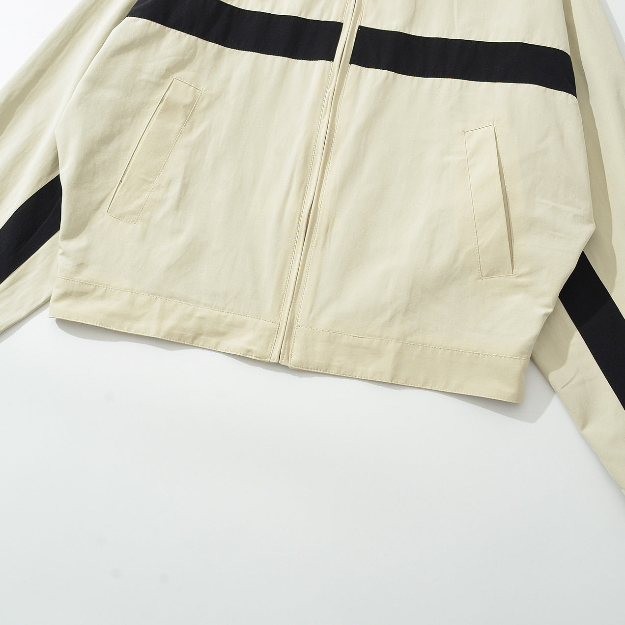 Women's Oversize Track Jacket with Stand-Up Collar, Full-Zip and Contrast Stripes Chichicherry