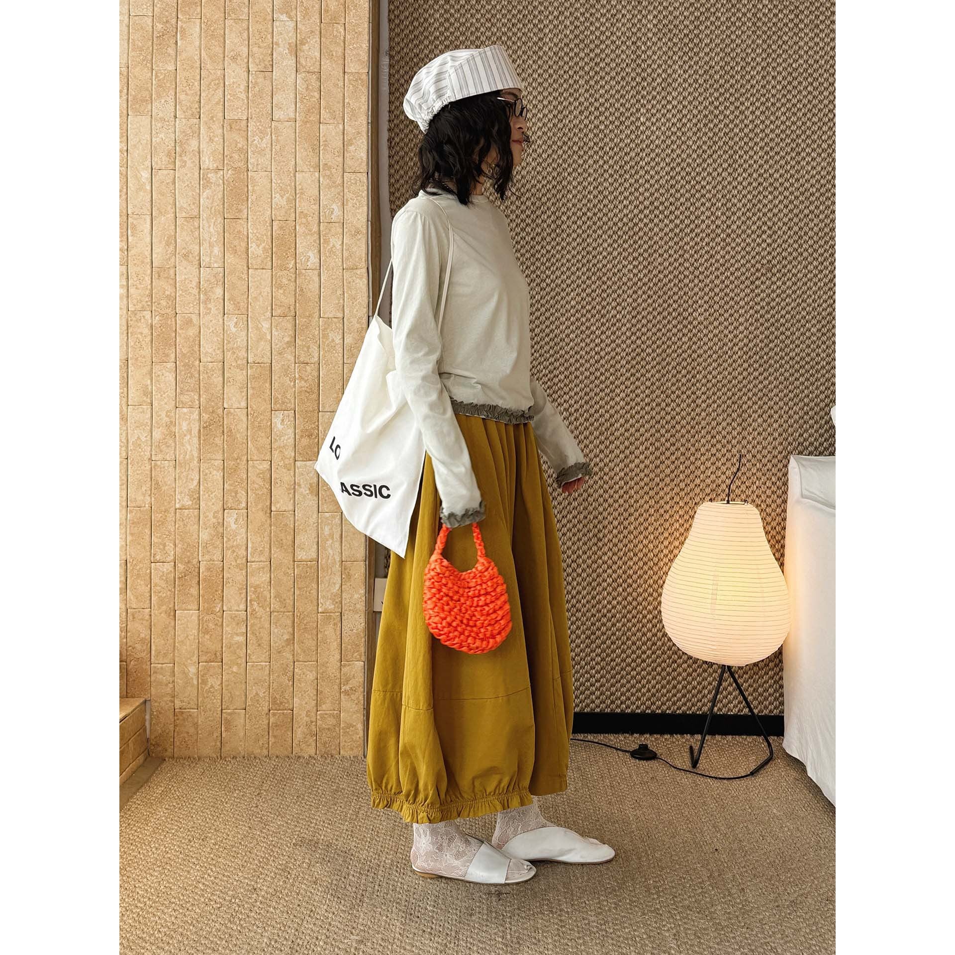 Women Wide Balloon Culotte Pants with Elastic Hem Chichicherry
