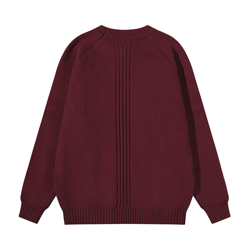 Unisex Grobgestrickter Oversize-Pullover mit Raglanärmeln und strukturierten Einsatznähten Chichicherry