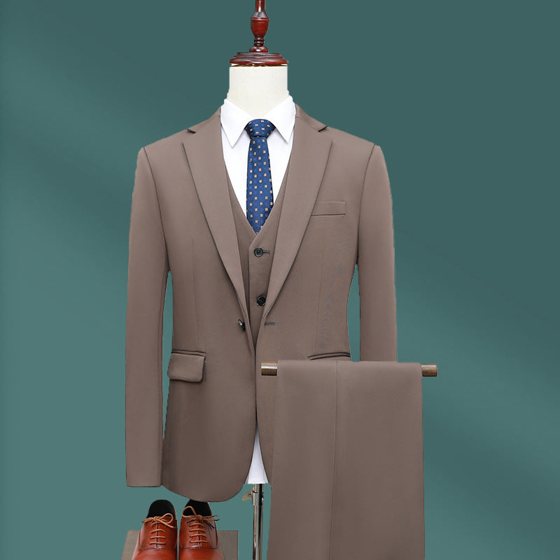 Men's Slim-Fit Three-Piece Business Suit with Vest and Slim Suit Pants Chichicherry