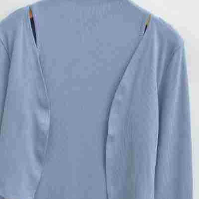 Ladies Figured Close-Fitting Midi Dress with Integrated Bolero and Stand-Up Collar Chichicherry