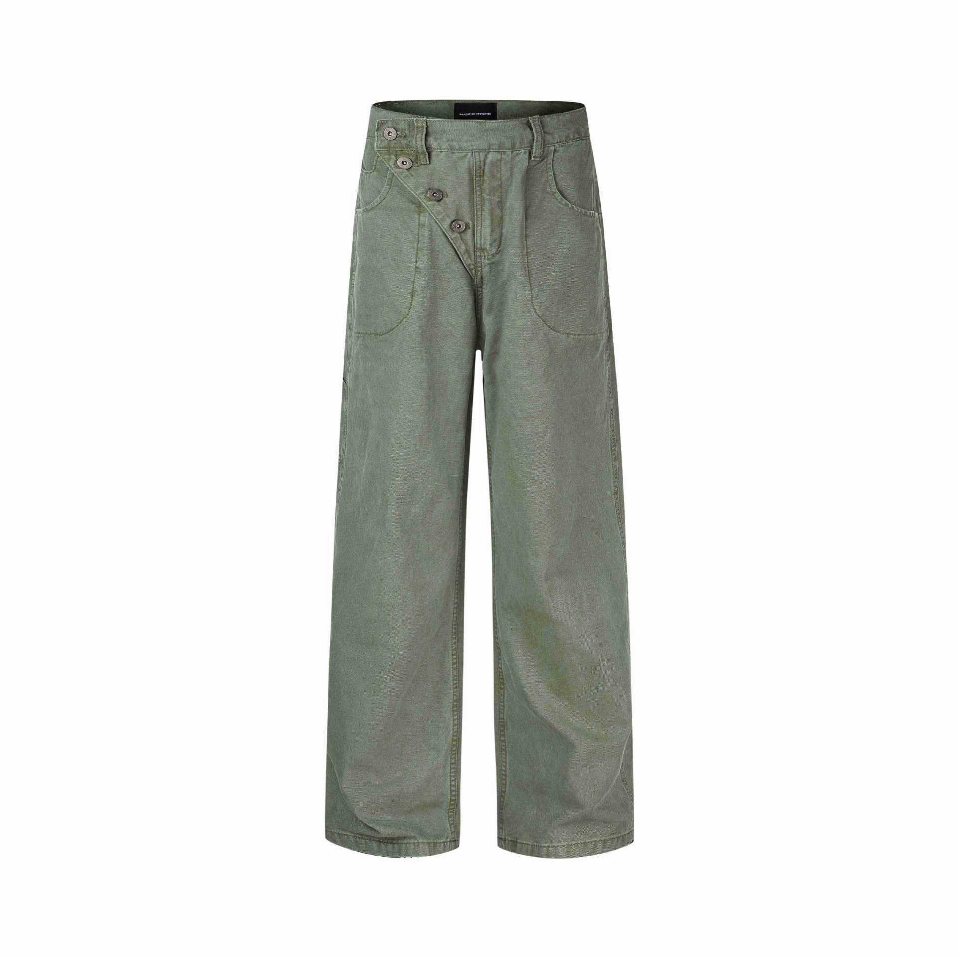 Women's High-Waist Culotte Pants with Asymmetrical Button Placket Chichicherry