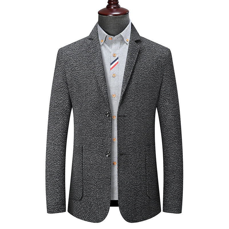 Men's Slim-Fit structured wool blend blazer with shawl collar look and patch pockets Chichicherry