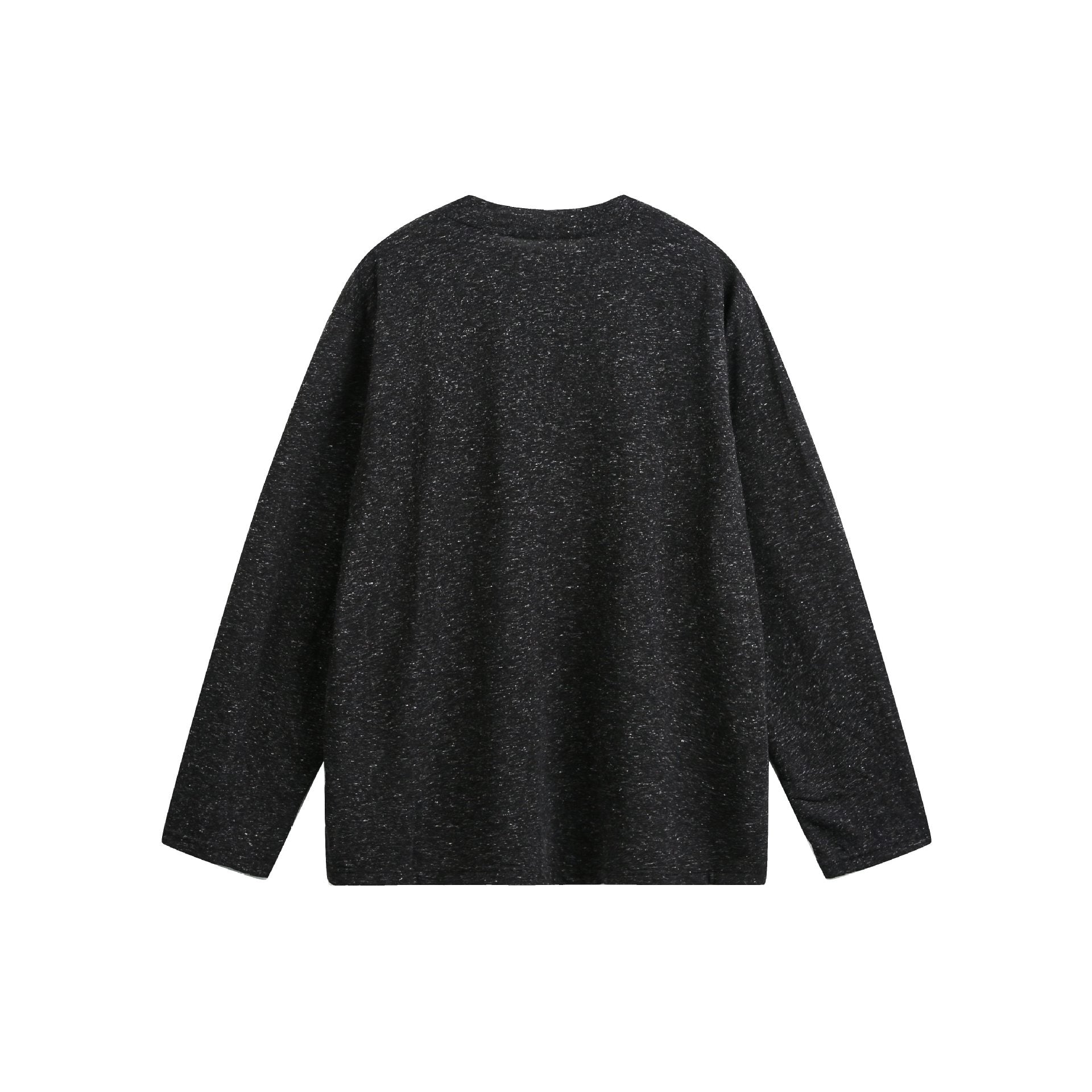Unisex Melanged Cotton Henley Shirt in Oversized Look with Short Placket Chichicherry