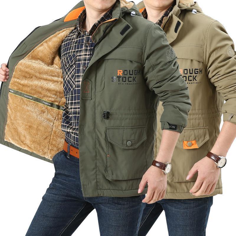 Men's windproof field parka with warming faux fur lining, hood and multifunctional pockets Chichicherry