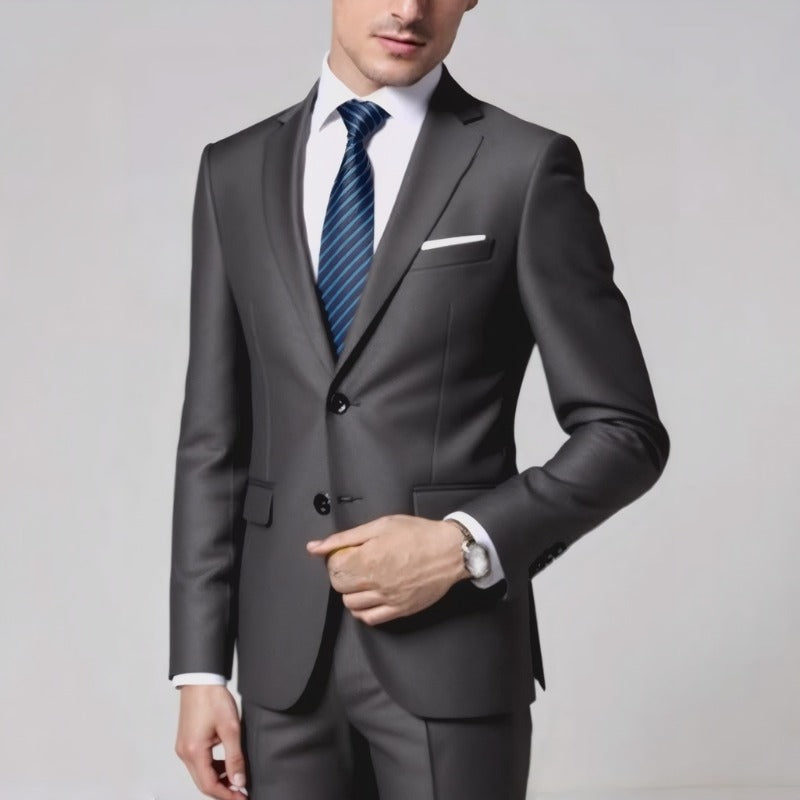 Men's Tailored Two-Piece Suit with Slim Lapel and One-Button Closure Chichicherry