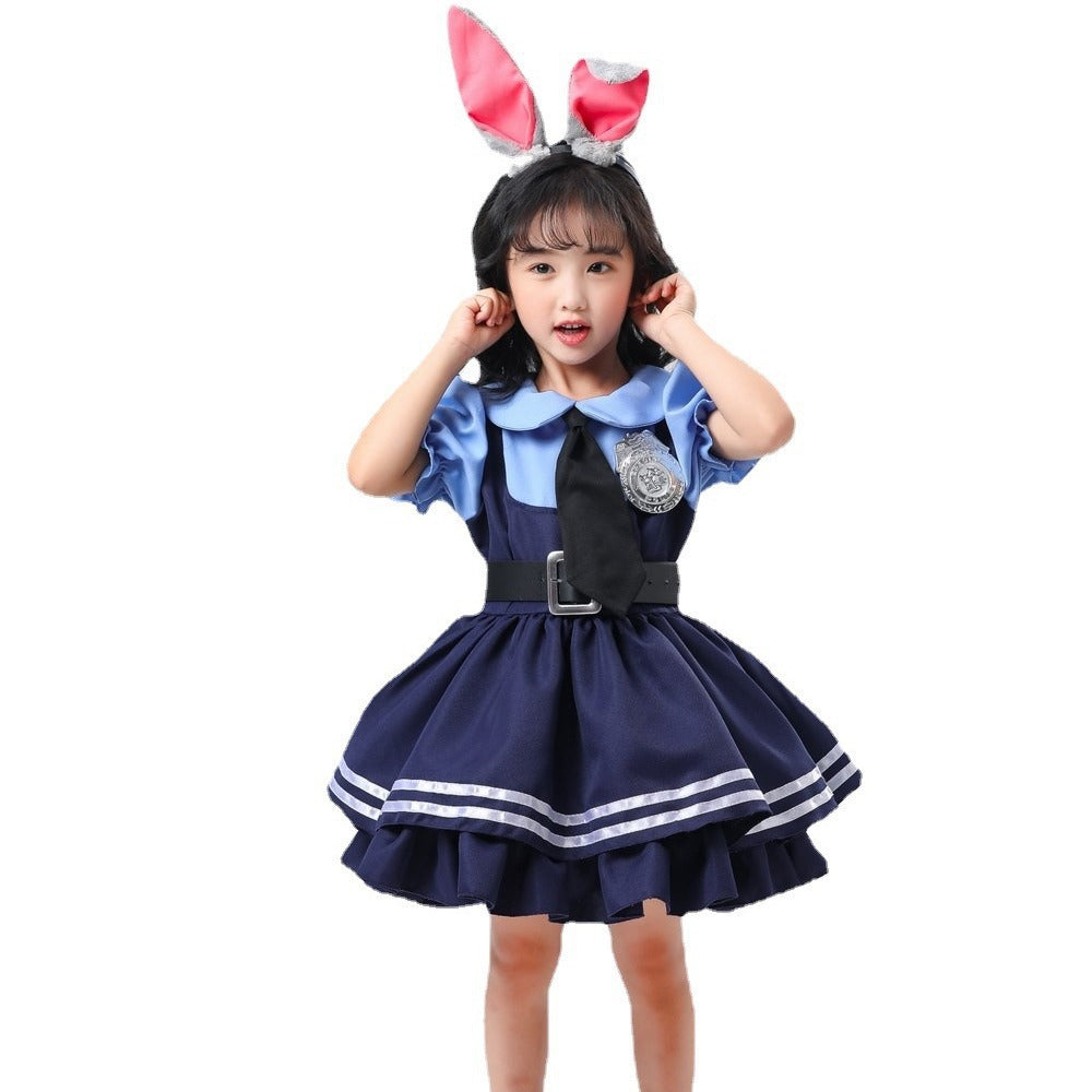 Girl Police Officer Costume with Frill Skirt and Accessories Chichicherry