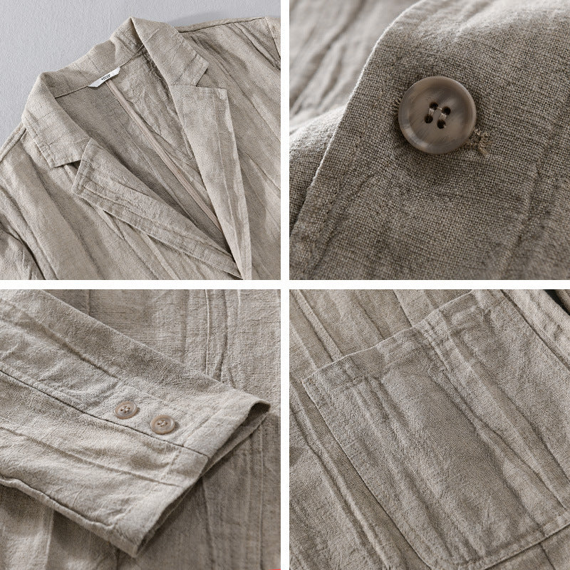 Men's casual linen blazer with textured look and patched pockets Chichicherry
