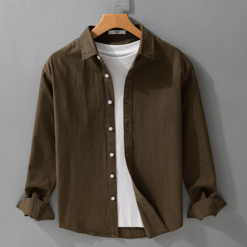 Men's Textured Cotton Shirt Jacket Overshirt in Relaxed Fit with Kent Collar Chichicherry