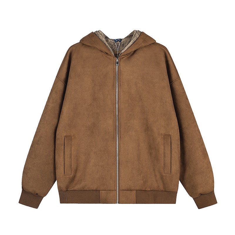 Women's hooded zip jacket made of velour imitation with teddy lining and ribbed cuffs Chichicherry
