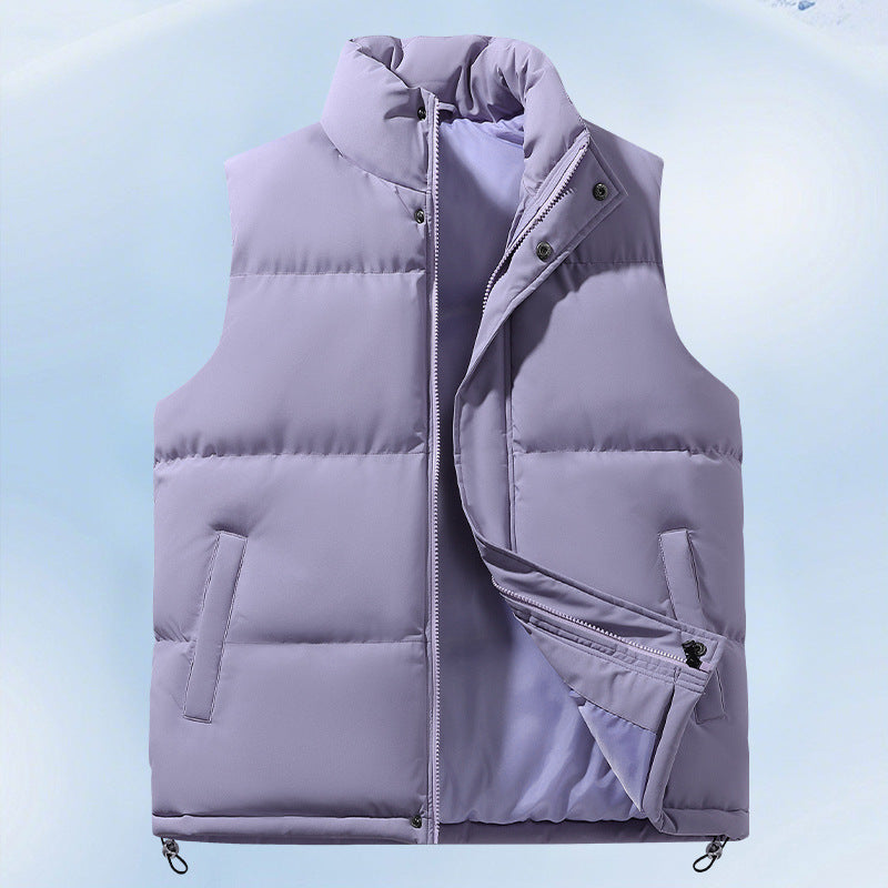 Men's Quilted Thermal Puffer Vest with High Stand Collar and Drawstring Hem Chichicherry
